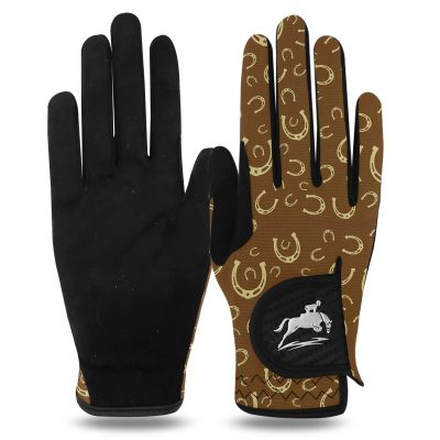 FINGER TEN Horse Riding Gloves Equestrian Women Kids for Girls Boys Mesh Breathable Lightweight Color Pack, Comfortable Grip for Summer (Women-Brown, Small)