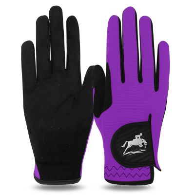 FINGER TEN Horse Riding Gloves Equestrian Women Kids for Girls Boys Mesh Breathable Lightweight Color Pack, Comfortable Grip for Summer (Women-Purple, Large)
