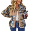 chouyatou Women's Fleece Jacket Tribal Aztec Print Long Sleeve Button Down Shacket Jacket Coats (Small, Brown) view 1