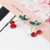 Cherry Fruit Earrings for Women and Teen, Cute Kawaii Creative Green Leaf 3D Red Dangle Clip On Drop Studs Cherry Earrings Accessories Charms Jewelry Summer Beach Gold Cubic Zirconia view 4