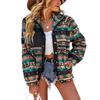 chouyatou Women's Fleece Jacket Tribal Aztec Print Long Sleeve Button Down Shacket Jacket Coats (Small, Black) view 1
