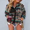 chouyatou Women's Fleece Jacket Tribal Aztec Print Long Sleeve Button Down Shacket Jacket Coats (Small, Black) view 2