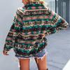 chouyatou Women's Fleece Jacket Tribal Aztec Print Long Sleeve Button Down Shacket Jacket Coats (Small, Black) view 4