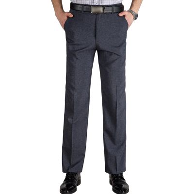 Men's Straight Fit Stretch Dress Pants Plain Flat Front Loose Suit Pant Casual Classic Fit Golf Chino Trousers (Dark Grey,33)