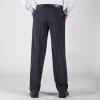 Men's Straight Fit Stretch Dress Pants Plain Flat Front Loose Suit Pant Casual Classic Fit Golf Chino Trousers (Dark Grey,33) view 2