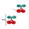 Cherry Fruit Earrings for Women, Cute Kawaii Creative Green Leaf 3D Red Dangle Clip On Drop Studs Cherry Earrings Accessories Charms Jewelry Summer Beach Silver view 3