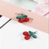 Cherry Fruit Earrings for Women, Cute Kawaii Creative Green Leaf 3D Red Dangle Clip On Drop Studs Cherry Earrings Accessories Charms Jewelry Summer Beach Silver view 4