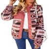chouyatou Women's Fleece Jacket Tribal Aztec Print Long Sleeve Button Down Shacket Jacket Coats (Large, Pink) view 1