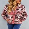 chouyatou Women's Fleece Jacket Tribal Aztec Print Long Sleeve Button Down Shacket Jacket Coats (Large, Pink) view 3