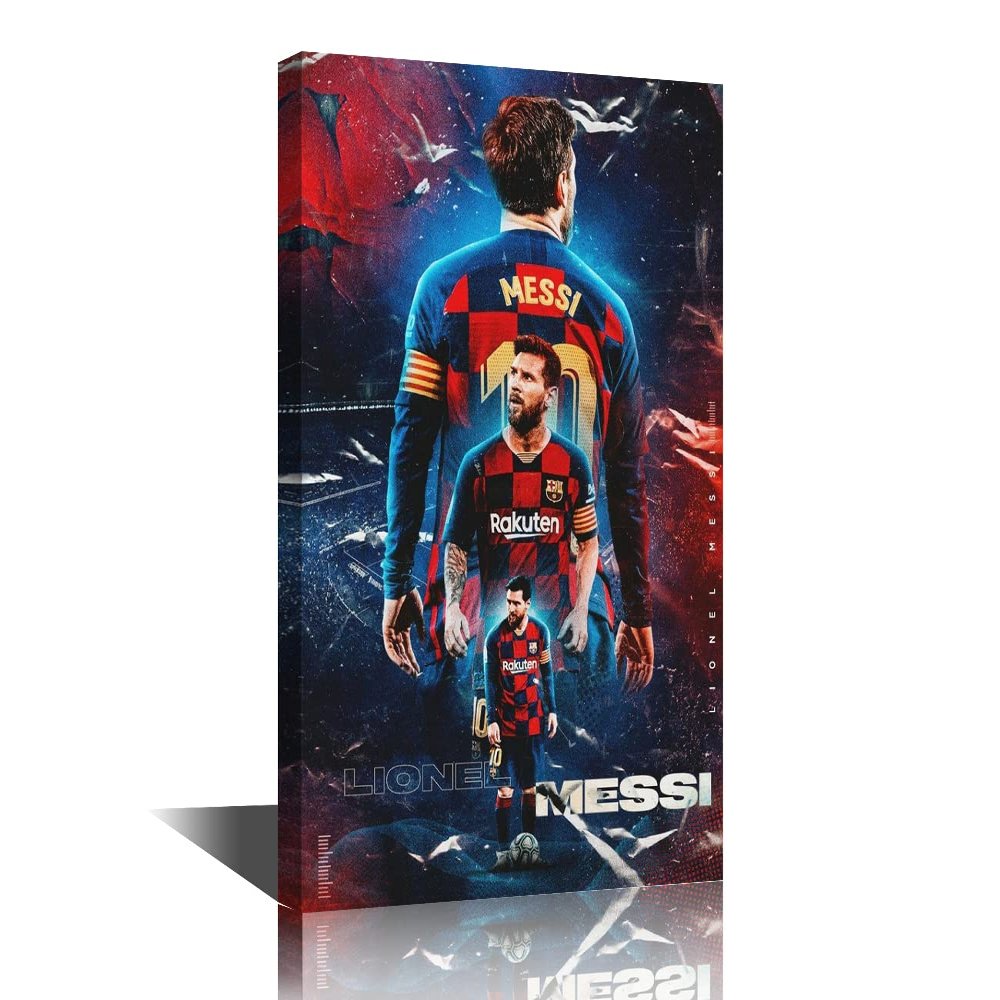 TISHIRON Canvas Wall Art La Liga League Titles Lionel Messi Modern Home Decor Gallery Wrapped Prints for Living Room Office Bedroom Posters Framed Ready to Hang 24x16 in
