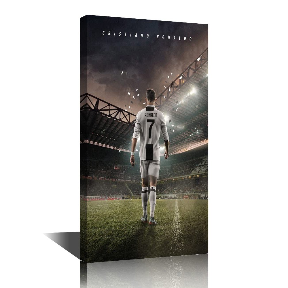 Cristiano Ronaldo Back Canvas Art Wall Framed CR7 Poster Decor Pictures Painting Contemporary Home for Living Room Dining Posters Prints Ready to Hang 36x24 in