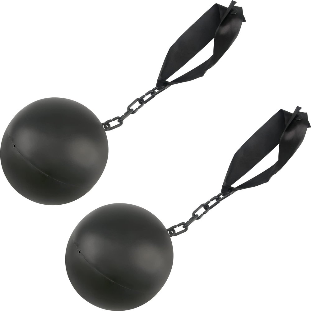 Cagemoga 2 Pack Halloween Prison Ball and Chain Plastic Prisoner Ankle Ball Chain for Halloween Cosplay Prison Themed Party Dress Up Accessory