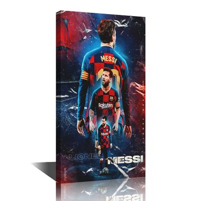 Lionel Messi Posters Canvas Wall Art Prints Painting FC Giant Modern Footballer Artwork Modern Home Decor Framed The Greatest Players Pictures Ready to Hang for Wall Decorations 36x24 in