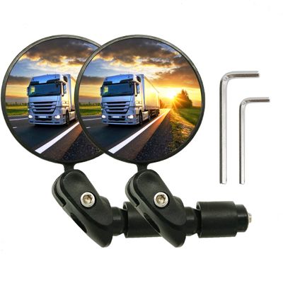 RYANGO Bike Mirror, Bar End Bicycle Mirror 2 Pack, Adjustable Bike Rear View Mirrors for Handlebar End, Acrylic Convex Round HD Bicycle Rearview Mirrors for Road Bike Mountain Bike