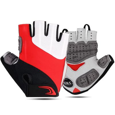 XIXIDIAN Fingerless Gloves Half Finger Gloves Weightlifting Sport Cycling Bike Biking for Men Women with Shock-Absorbing Pad (Color : Red, Size : Medium)
