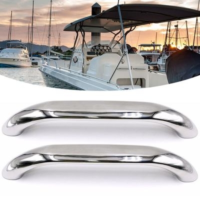 DYK&NX 2Pcs Stainless Boat Handrail, Grab Handle Polished Steel Round Tube, 11.81 inches Long Marine Grab Handle, for Marine Boat Hatch Yacht