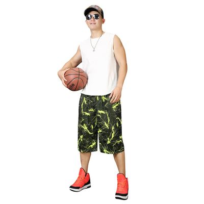 Long Basketball Shorts Men Big and Tall 3X Summer Activewear Casual Mens Workout Black Summer Wear(351#Yellow Green,4XL)