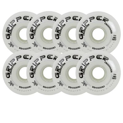 Labeda Roller Hockey Wheels Gripper Crossover Soft 76A White 59mm - Set of 8