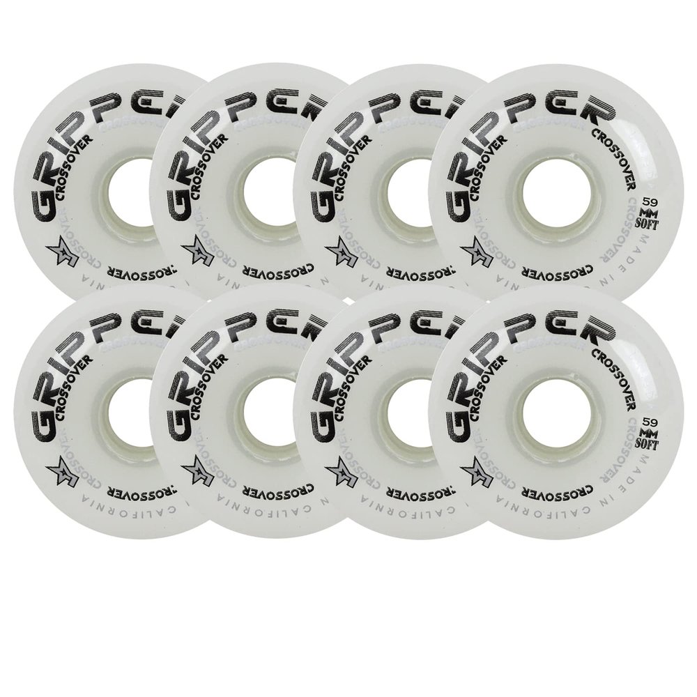 Labeda Roller Hockey Wheels Gripper Crossover Soft 76A White 59mm - Set of 8