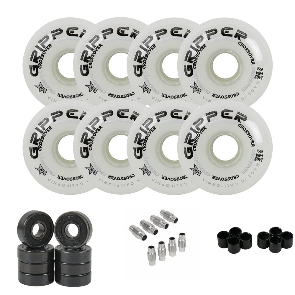 Labeda Gripper Roller Hockey Wheels + Hybrid Ceramic Bearings Soft White 59mm
