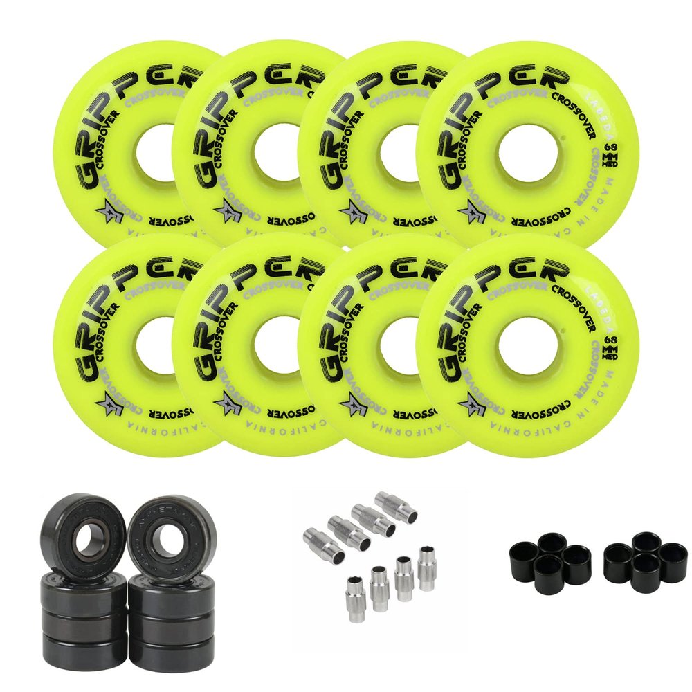 Labeda Gripper Roller Hockey Wheels + Hybrid Ceramic Bearings Medium Yellow 68mm