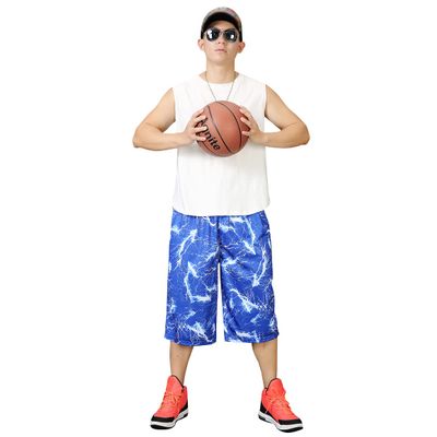 Long Basketball Shorts Men Big and Tall 3X Summer Activewear Casual Mens Workout Black Summer Wear(351#Blue White,M)