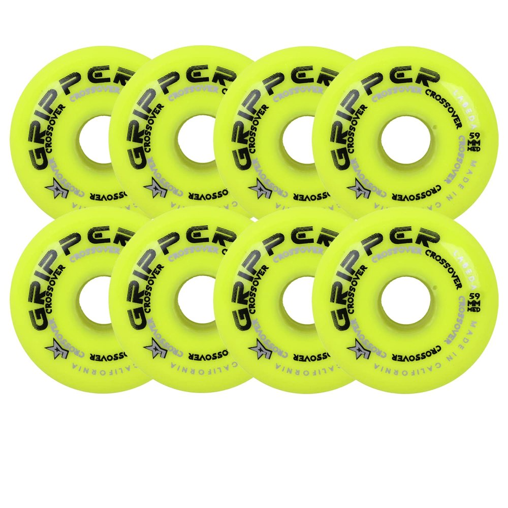 Labeda Roller Hockey Wheels Gripper Crossover Medium 80A Yellow 59mm - Set of 8