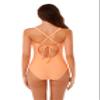 BCA by Rebecca Virtue Destination - Women's One Piece Swimsuit with Plunge Neckline and Crochet Trim, Adjustable Back Strap, Bathing Suits for Women, Tropical Orange, Small view 3