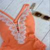 BCA by Rebecca Virtue Destination - Women's One Piece Swimsuit with Plunge Neckline and Crochet Trim, Adjustable Back Strap, Bathing Suits for Women, Tropical Orange, Small view 4