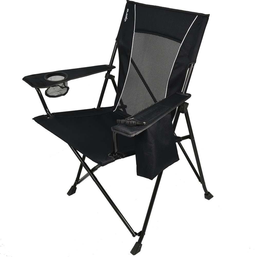 Kijaro Dual Lock Portable Chair with Cooler - Vik Black, Folding, Camping, 300 lb Capacity, 2 Cup Holders