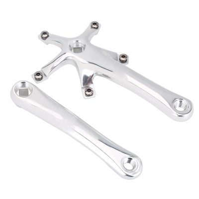 Estink Crankset, 170MM Aluminum Alloy Mountain Road Bike Crank Arms, Left and Right Repair Parts Set for Single and Two Piece Chainring, Silver