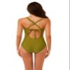 BCA by Rebecca Virtue Destination - Women's One Piece Swimsuit with Plunge Neckline and Crochet Trim, Adjustable Back Strap, Bathing Suits for Women, Olive, Small view 3