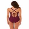 BCA by Rebecca Virtue Destination - Women's One Piece Swimsuit with Plunge Neckline and Crochet Trim, Adjustable Back Strap, Bathing Suits for Women, Burgundy, Medium view 3