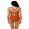 BCA by Rebecca Virtue Destination - Women's One Piece Swimsuit with Plunge Neckline and Crochet Trim, Adjustable Back Strap, Bathing Suits for Women, Burnt Orange, Small view 2