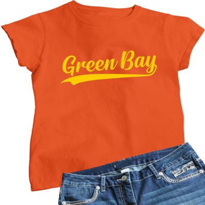 XX-Large Orange Women City of Green Bay Wisconsin Pride Fashion Script T-Shirt