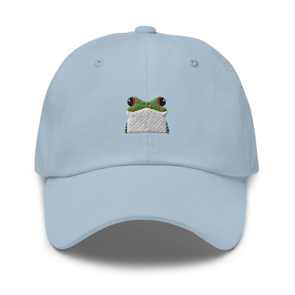 Funny Frog hat, Frog hat Adult, Embroidered Frog hat, Frog Gifts for Frog Lovers, Frog hat for Women, for Men. Light Blue