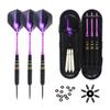 ROOBEEO Steel Tip Darts 3 Pack 23 Grams Professional Darts Metal Tip Set with Brass Barrel Aluminum Shafts Extra 3 PVC Dart Shafts 8 Flight Protectors 12 Rubber O-Rings Dart Storage Case (Purple) view 1