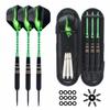 ROOBEEO Steel Tip Darts 3 Pack 23 Grams Professional Darts Metal Tip Set with Brass Barrel Aluminum Shafts Extra 3 PVC Dart Shafts 8 Flight Protectors 12 Rubber O-Rings Dart Storage Case (Green) view 1