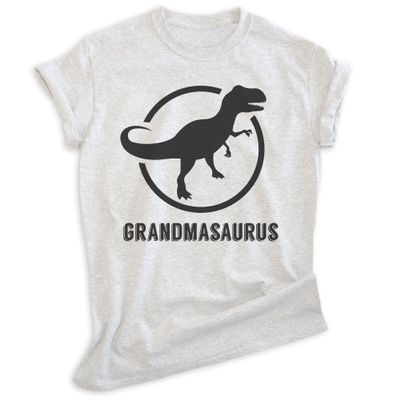 EVERTREE CLOTHING Grandmasaurus T-Shirt, Unisex Women's Shirt, Grandma Shirt, Grandmother Shirt, Dinosaur Shirt, Heather Ash, Large