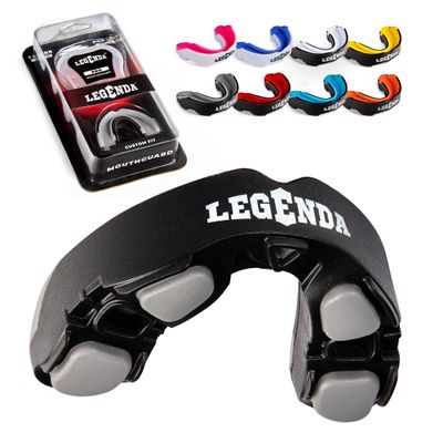 Legenda Mouth Guard Sports w/Case, Professional Mouthguard for Boxing, Football, Hockey, Jiu Jitsu, Muay Thai, MMA, Wrestling and High Contact Sports, Fits Adults, Youth, Kids 11+ (Black/Gray)