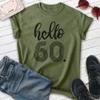 EVERTREE CLOTHING Hello 60 Shirt, Unisex Women's Men's Shirt, 60th Birthday Shirt, Sixtieth Birthday Shirt, B-Day Shirt, Heather Military Green, Small view 2