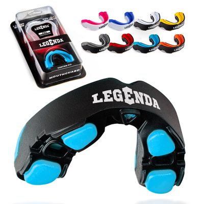 Legenda Mouth Guard Sports w/Case, Professional Mouthguard for Boxing, Football, Hockey, Jiu Jitsu, Muay Thai, MMA, Wrestling and High Contact Sports, Fits Adults, Youth, Kids 11+ (Black/Blue)