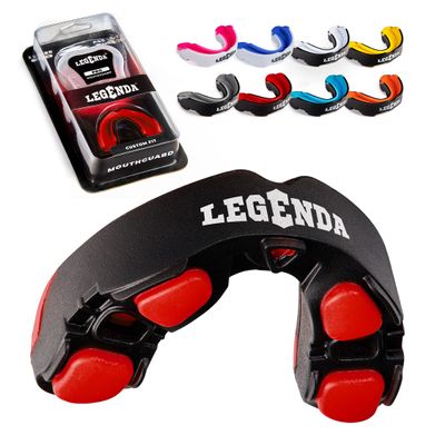 Legenda Mouth Guard Sports w/Case, Professional Mouthguard for Boxing, Football, Hockey, Jiu Jitsu, Muay Thai, MMA, Wrestling and High Contact Sports, Fits Adults, Youth, Kids 11+ (Black/Red)