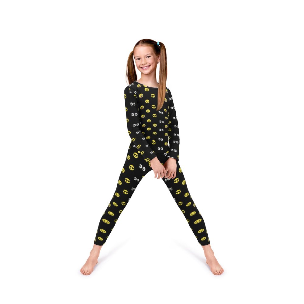 Rocky Thermal Underwear Kids Girls Thermal Underwear Set Long Johns kid Thermals Kid Base Layer kids thermals top bottom set, Thermal Set inner fleece, Large, Black Emoji Design