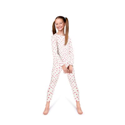 Rocky Thermal Underwear Kids Girls Thermal Underwear Set Long Johns kid Thermals Kid Base Layer kids thermals top bottom set, Thermal Set inner fleece, X-Small, Cherry Design