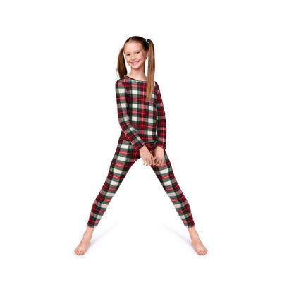 Rocky Thermal Underwear Kids Girls Thermal Underwear Set Toddler Long Johns kid Thermals Kid Base Layer kids thermals top bottom set, White Plaid, XX-Small, Standard-185 GSM, THERMALS SET