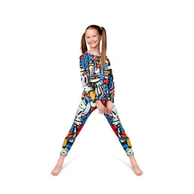 Rocky Thermal Underwear Kids Girls Thermal Underwear Set Long Johns kid Thermals Kid Base Layer kids thermals top bottom set, Geometric Design, Large, Standard-185 GSM, THERMALS SET