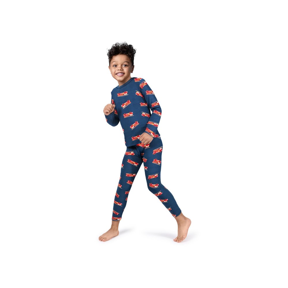 Rocky Thermal Underwear Kids, Boys Thermal Underwear Set Long Johns Thermals Kids Base Layer kid thermals top bottom set Boys Winter Clothes Shirt & Pants, Ski/Extreme Cold (Fire Truck, Small)