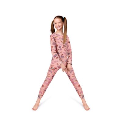 Rocky Thermal Underwear Kids Girls Thermal Underwear Set Toddler Long Johns kid Thermals Kid Base Layer kids thermals top bottom set, Candy Design, X-Small, Standard-185 GSM, THERMALS SET