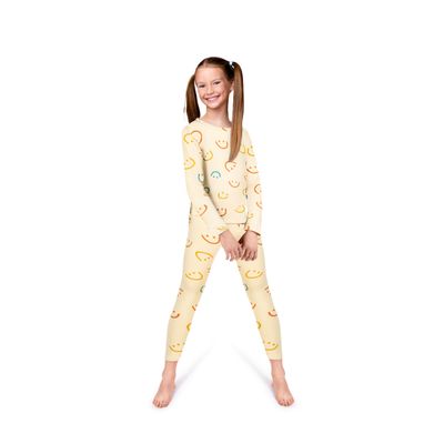 Rocky Thermal Underwear Kids Girls Thermal Underwear Set Toddler Long Johns kid Thermals Kid Base Layer kids thermals top bottom set, Smile Design, X-Small, Standard-185 GSM, THERMALS SET